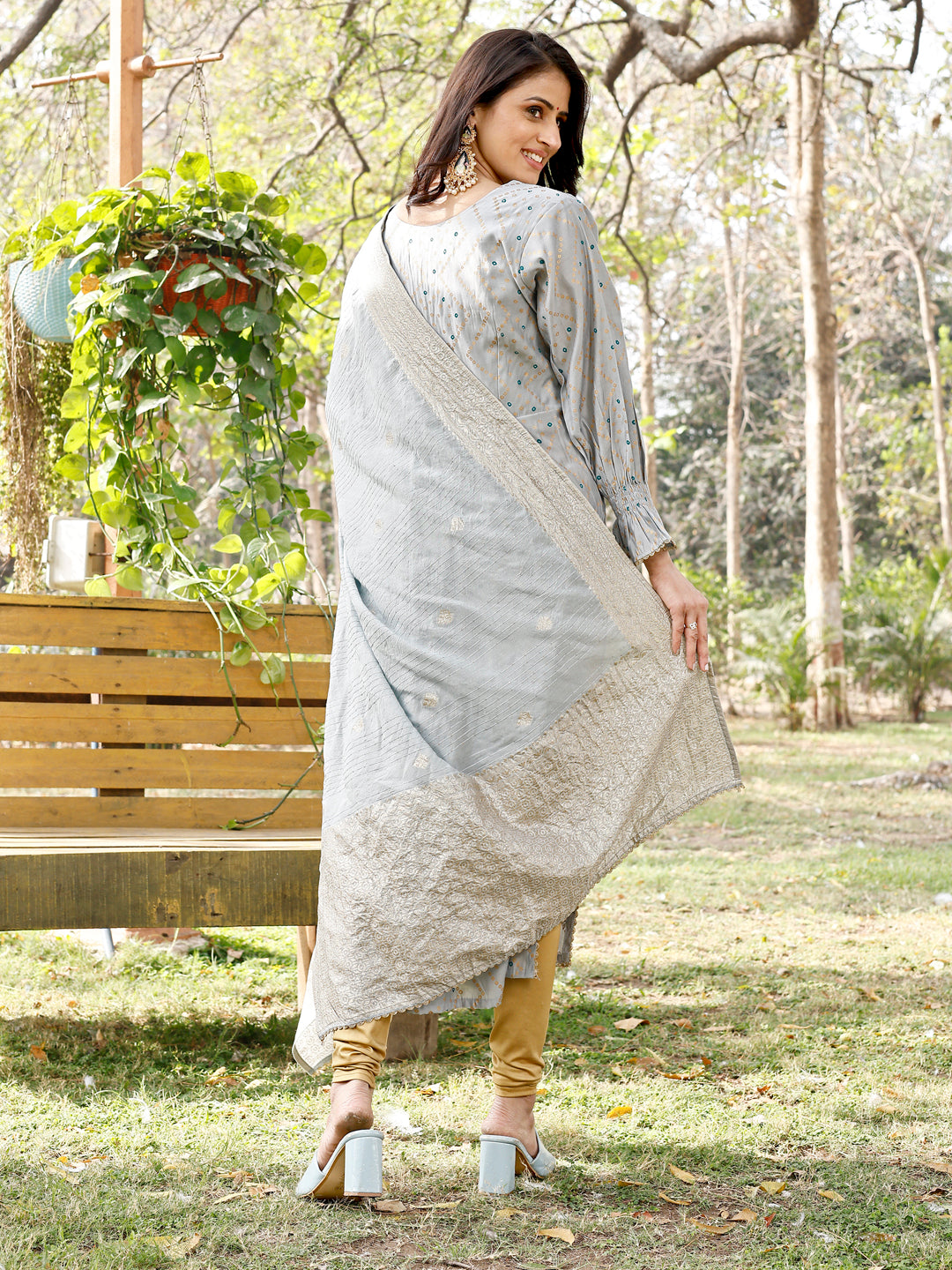 Designer Kurti With Printed Dupatta