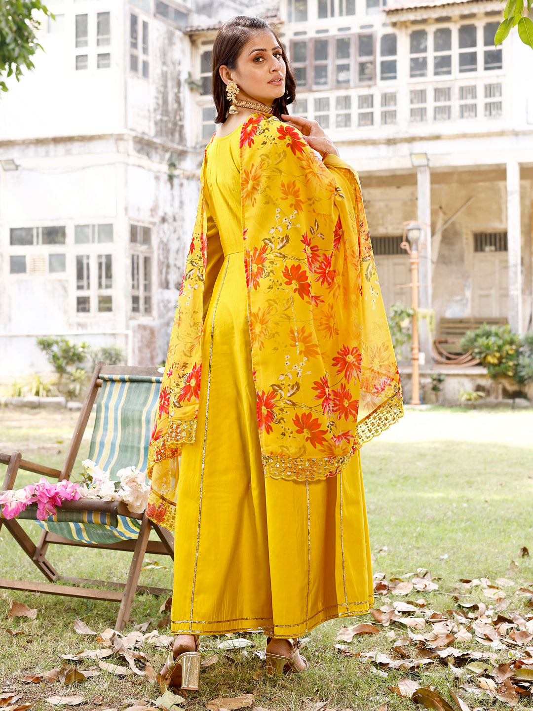 Long Kurta Set with Printed Dupatta