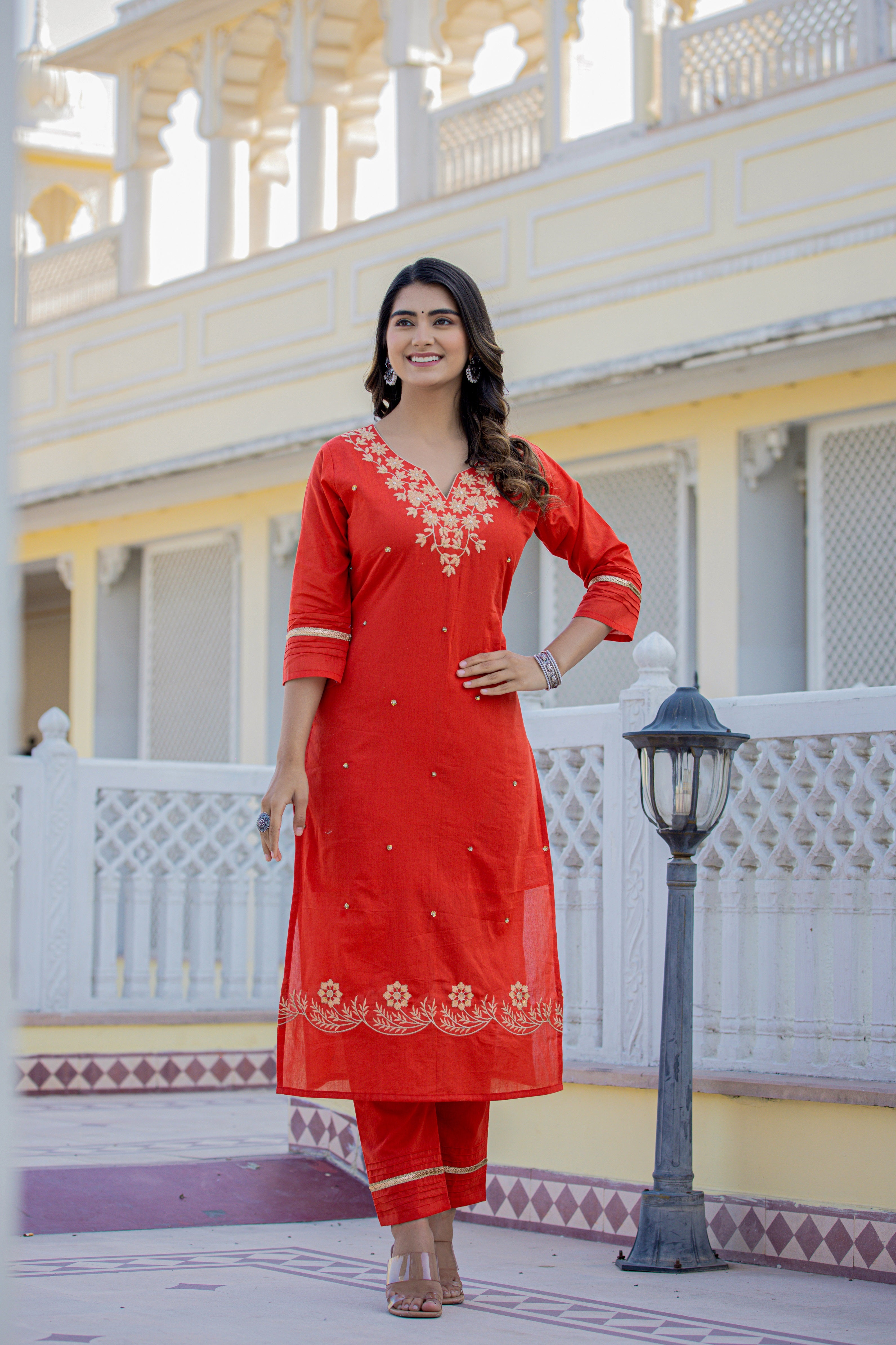 Designer Pure Cotton Kurti Salwar Suit With Dupatta