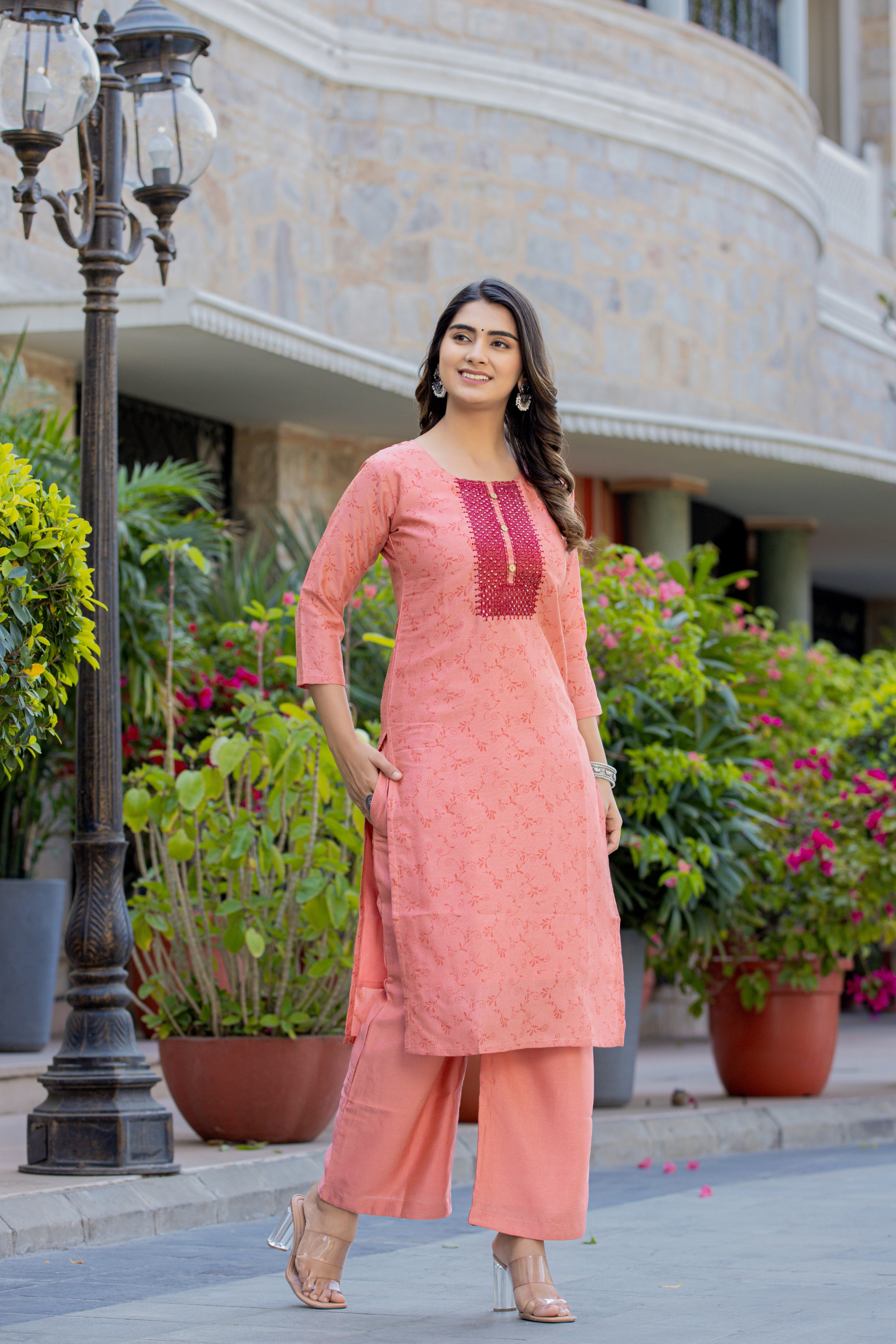 Sequence Work With Embroidery Cotton Kurti Pant With Amazing Dupatta