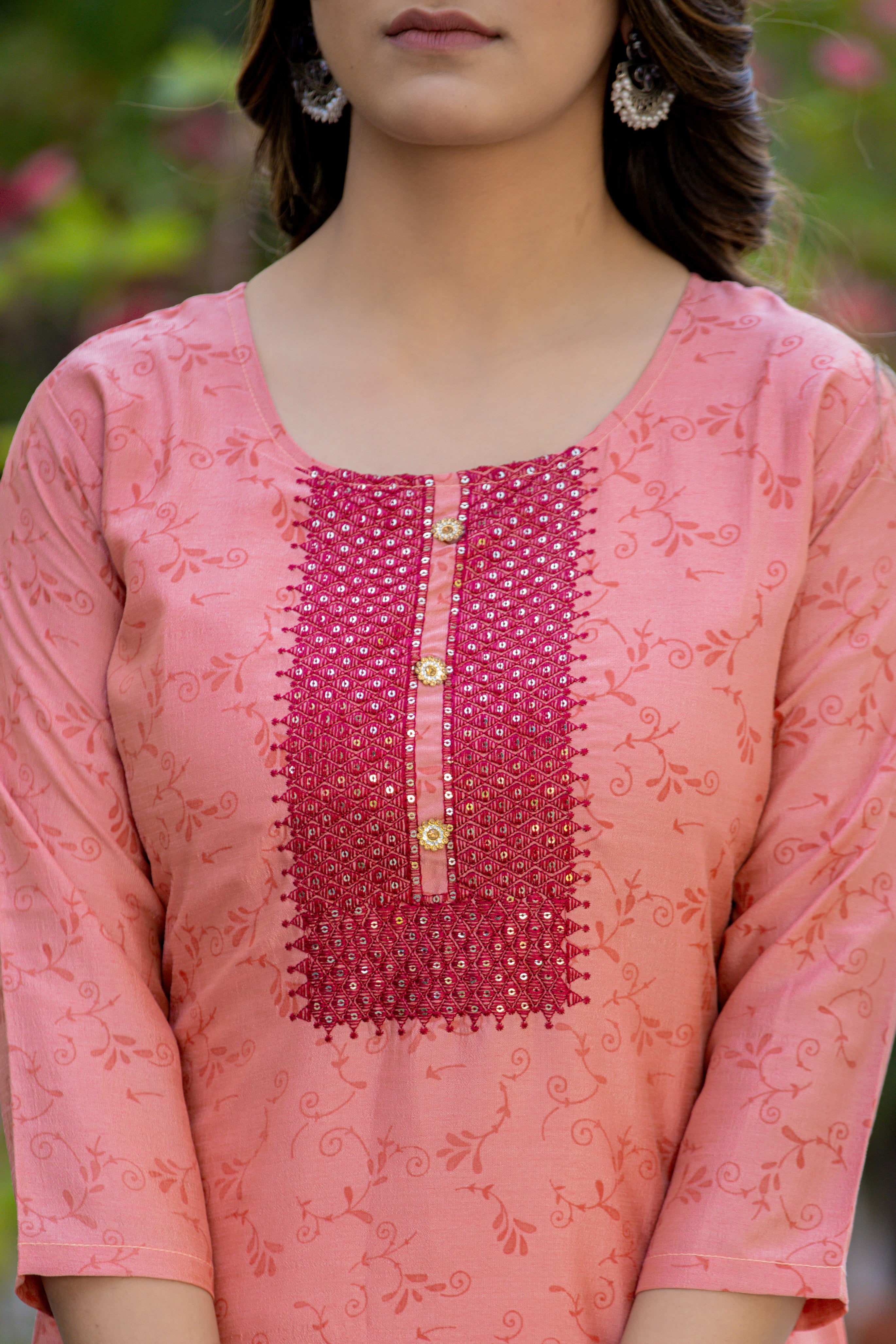 Sequence Work With Embroidery Cotton Kurti Pant With Amazing Dupatta