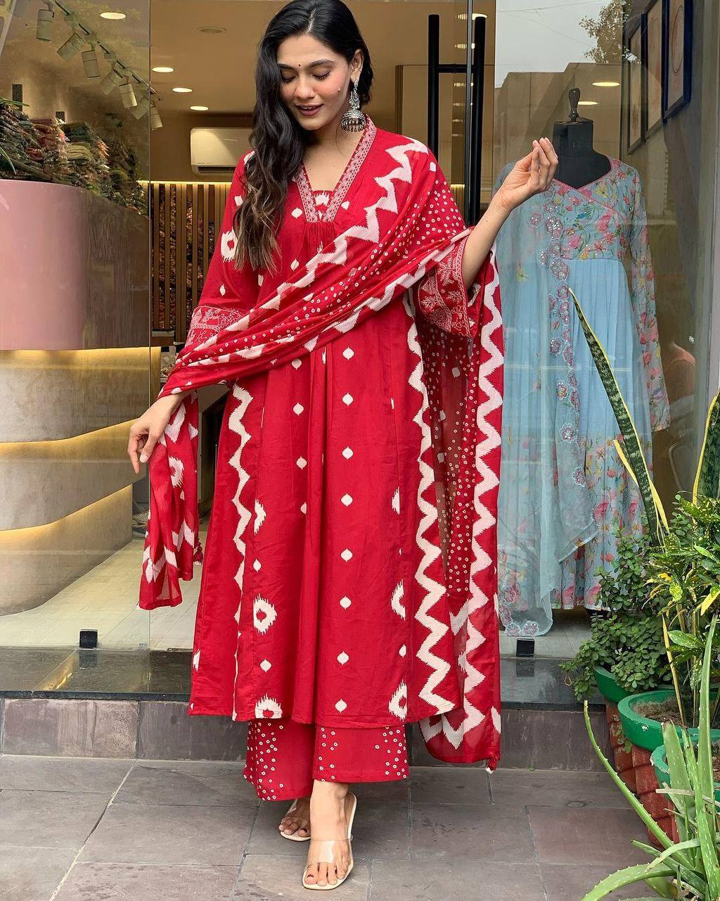 Dressed Up And Ready To Slay In Rivaasa's  Cotton Red Kurti Set