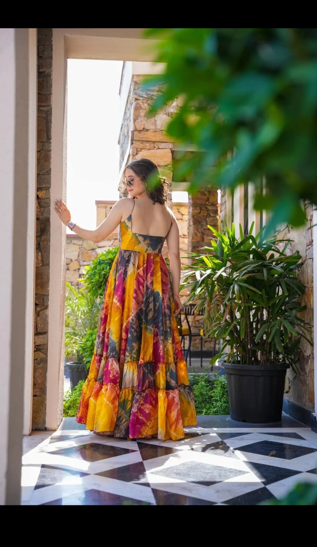 Rivaasa Present New Tie-dye Multicolor Organza Gown