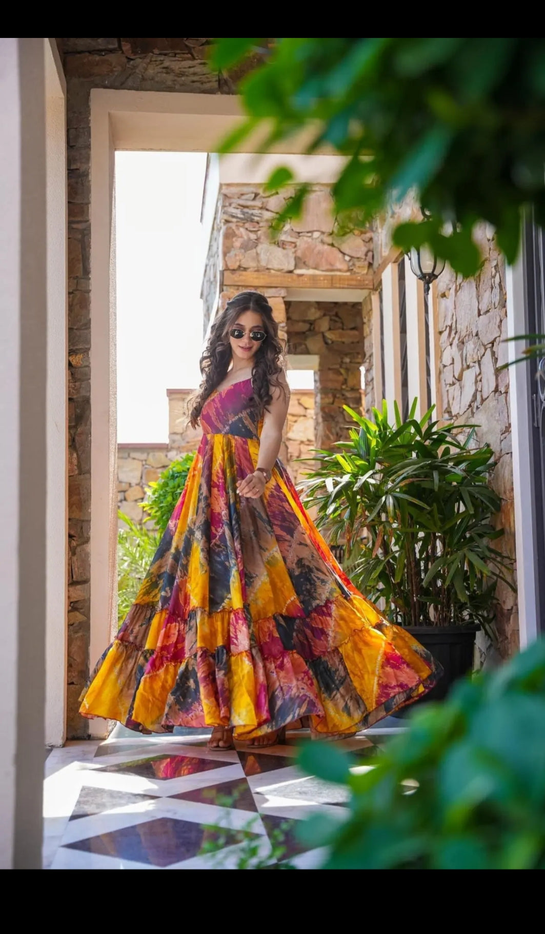 Rivaasa Present New Tie-dye Multicolor Organza Gown