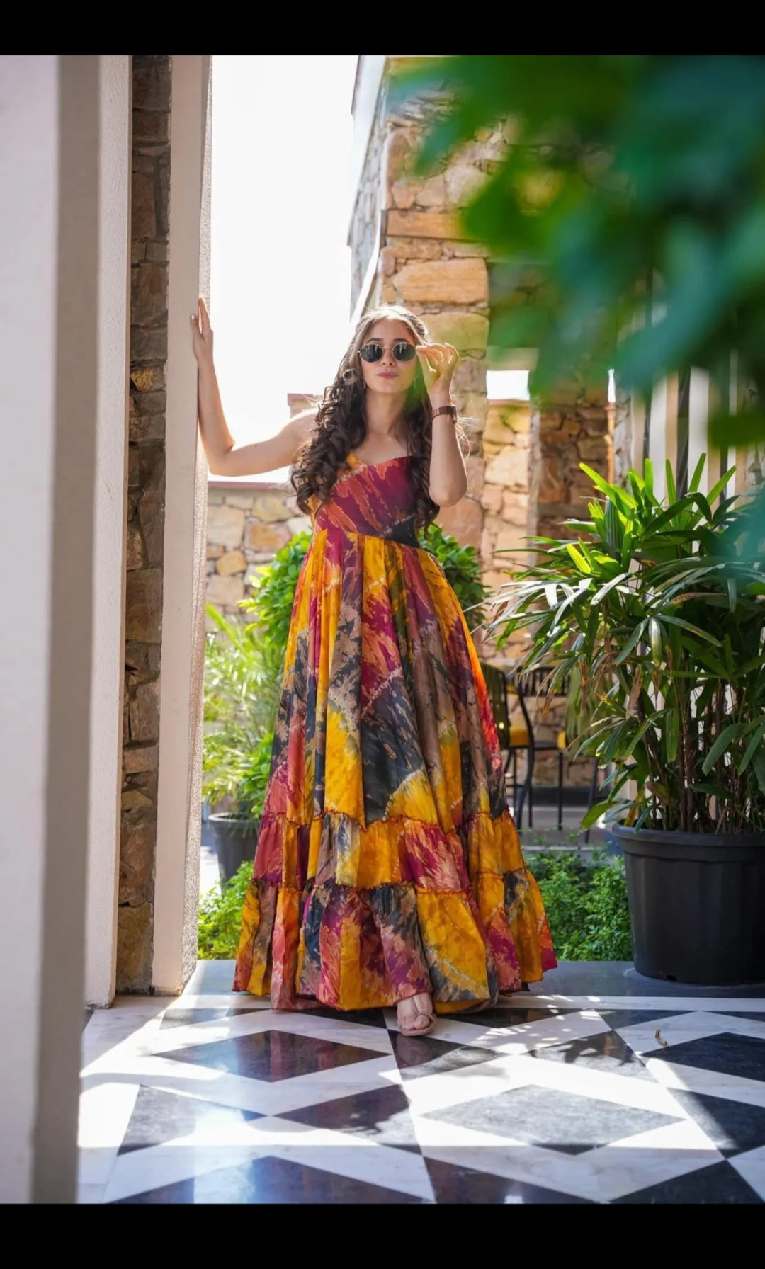 Rivaasa Present New Tie-dye Multicolor Organza Gown