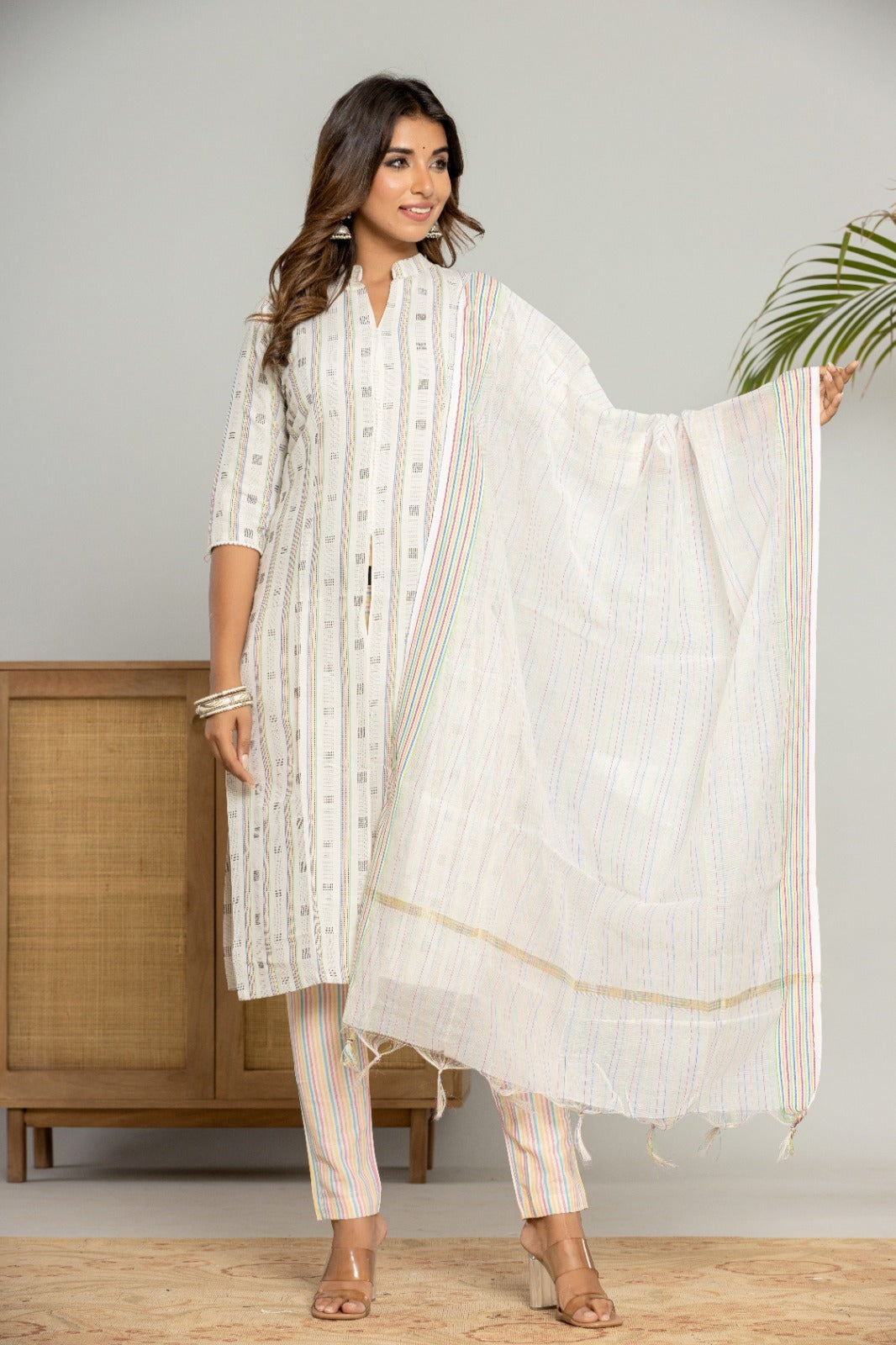 Rivaasa New Casual Wear Collection A line Kurti , Pant And Dupatta Set