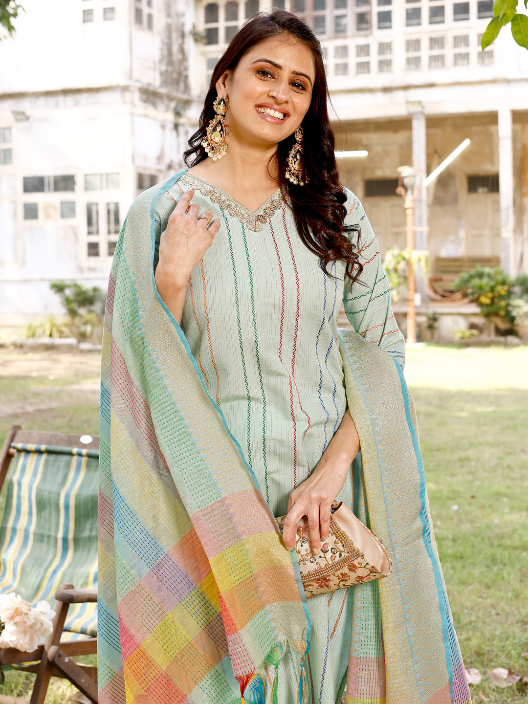 South Soft Cotton Kurta set with Colorful Dupatta