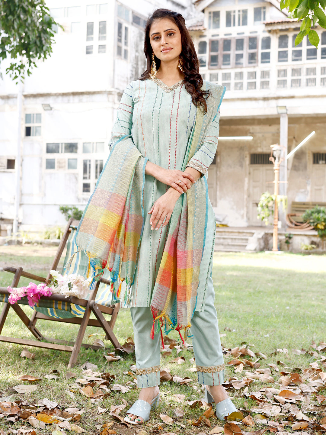 South Soft Cotton Kurta set with Colorful Dupatta