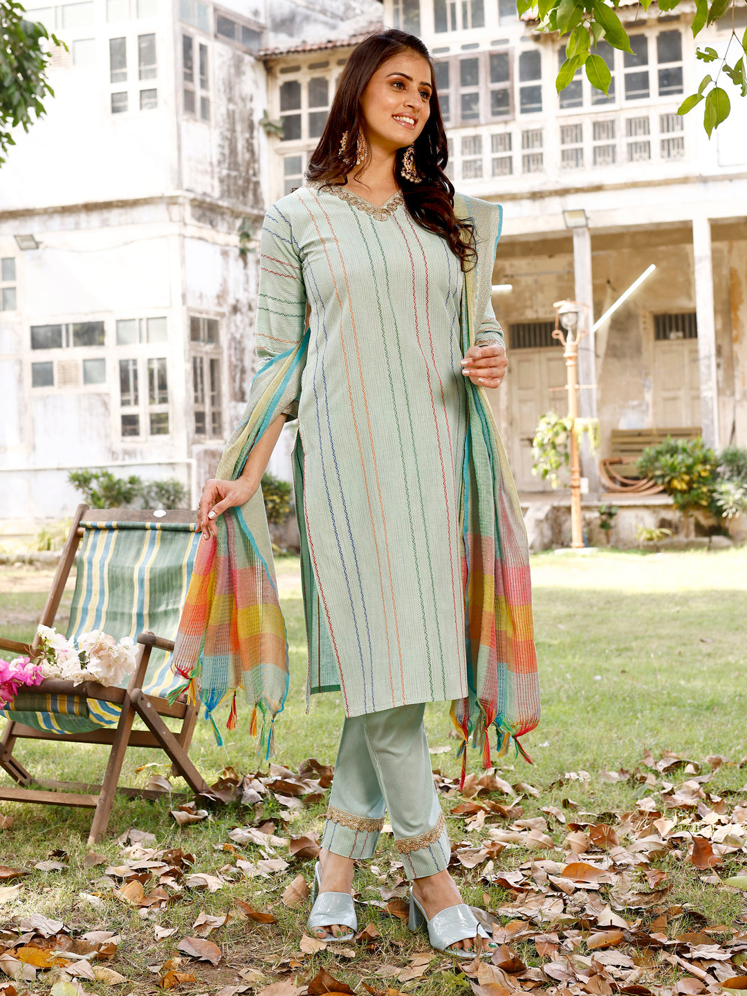 South Soft Cotton Kurta set with Colorful Dupatta