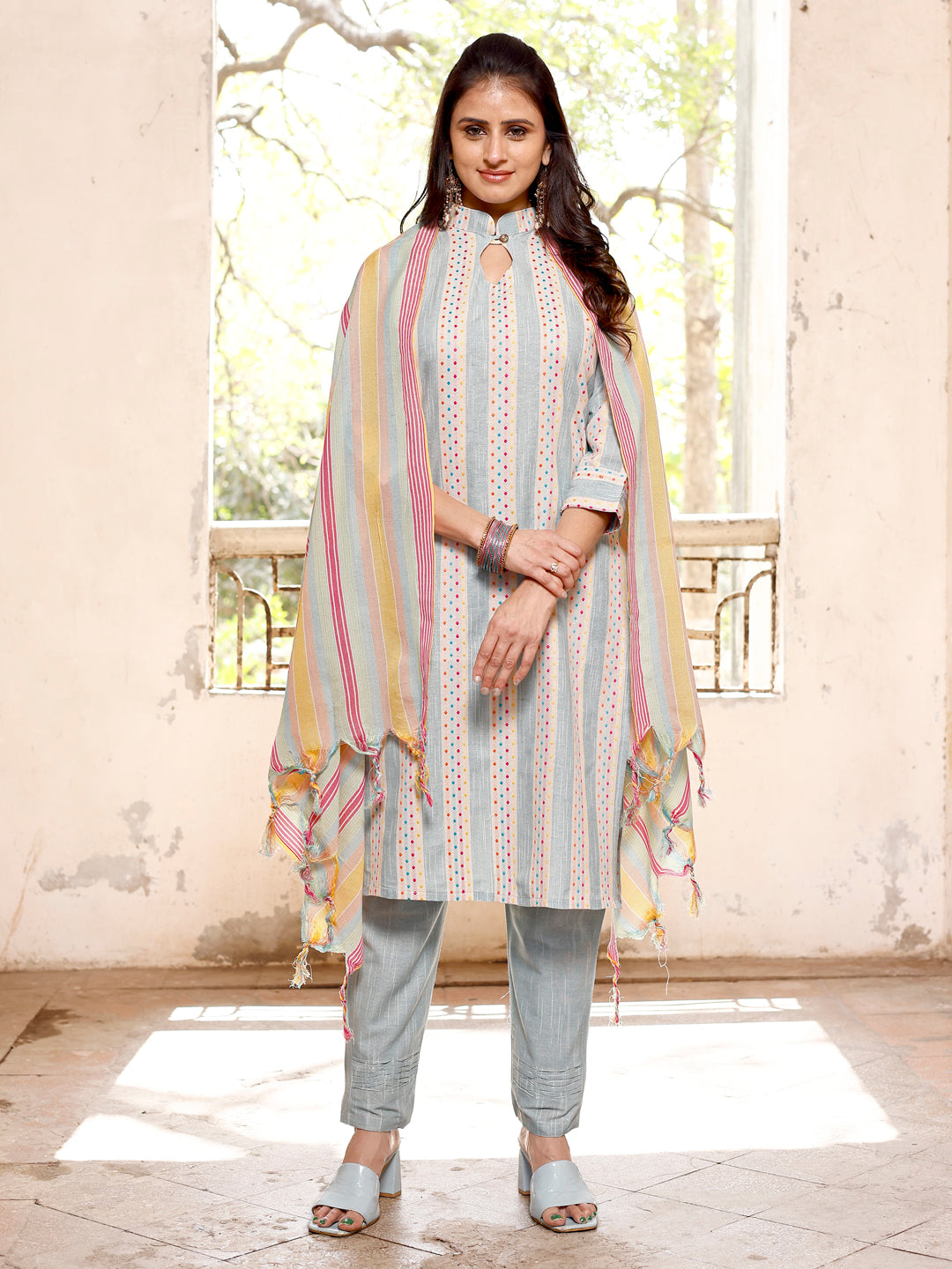 Traditional Dress Cotton Kurti And Pant With Dupatta For Women's